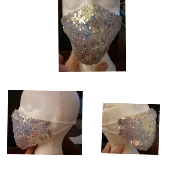 3/$30❣New Silver Sequins Face Mask - Picture 2 of 3
